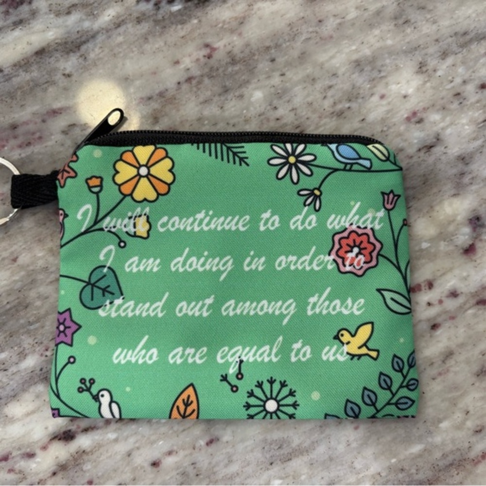 CHANGE PURSE & KEY RING | whimsical floral design with inspirational quote